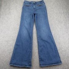 Pilcro Women's Jeans Size 27 Blue Flare Stretch Cotton Polyester