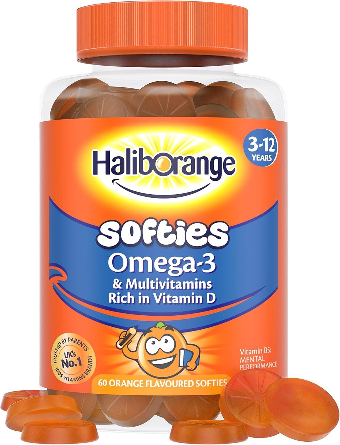 Haliborange Orange Halib Children's Multivitamin + Omega-3 Daily Wellness Support Flavour Softies Ages 3-12 - 60 Softies - Image 6
