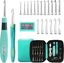 18 Size Counting Crochet Hooks with Light, Digital Counter Crochet Hooks Set ...
