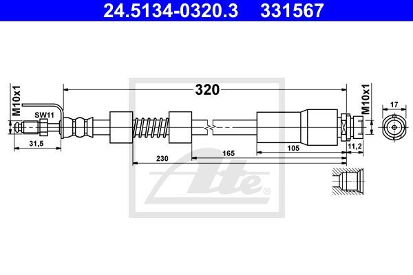 Flexible de frein avant pour Ford Transit Connect 1.8 TDCI et Di