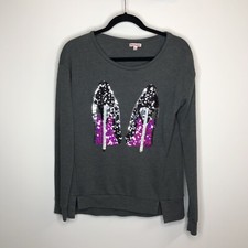 Juicy Couture Sweater Gray Sequin High Heels Sz S