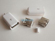 5X USB 2.0 Type-A Plug 4-Pin Female Adapter Solder Connector White Cover 4-Piece