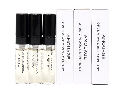 AMOUAGE OPUS V WOODS SYMPHONY EDP 2.0ml .06fl oz x 3 COLOGNE PERFUME SAMPLES
