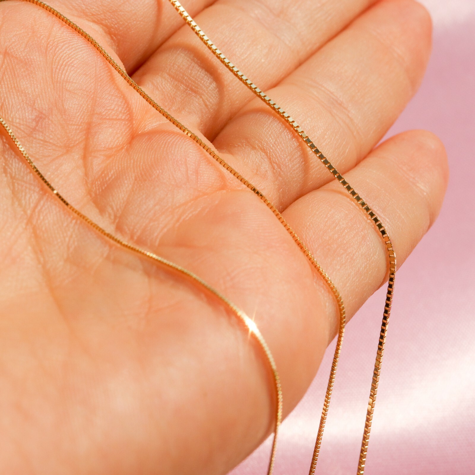 Solid 14K Yellow Gold Box Chain Necklace, Choker chain, 14" 24" eBay