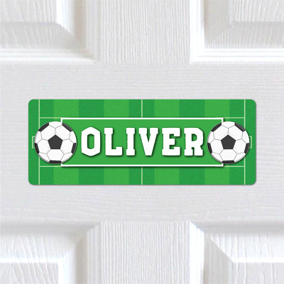 Personalisiertes Türschild mit Namen METALL Fußballplatz Schlafzimmer Jungen Mädchen Kinder