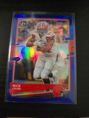2021 Panini Donruss Optic Nick Chubb #141 True Blue Holo Prizm #D /179   Browns