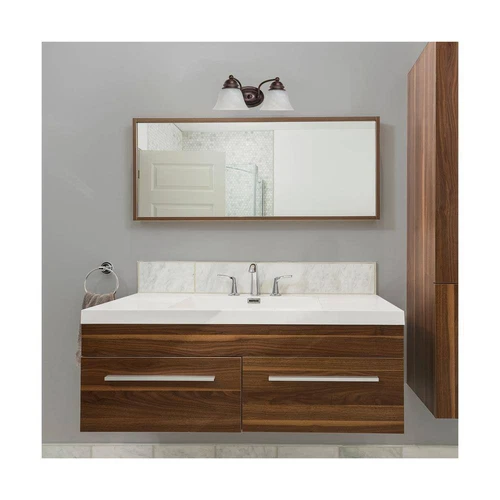 SATCO Empire 15 in. 2-Light Old Bronze Vanity Light with Alabaster Glass Shade - Picture 2 of 3