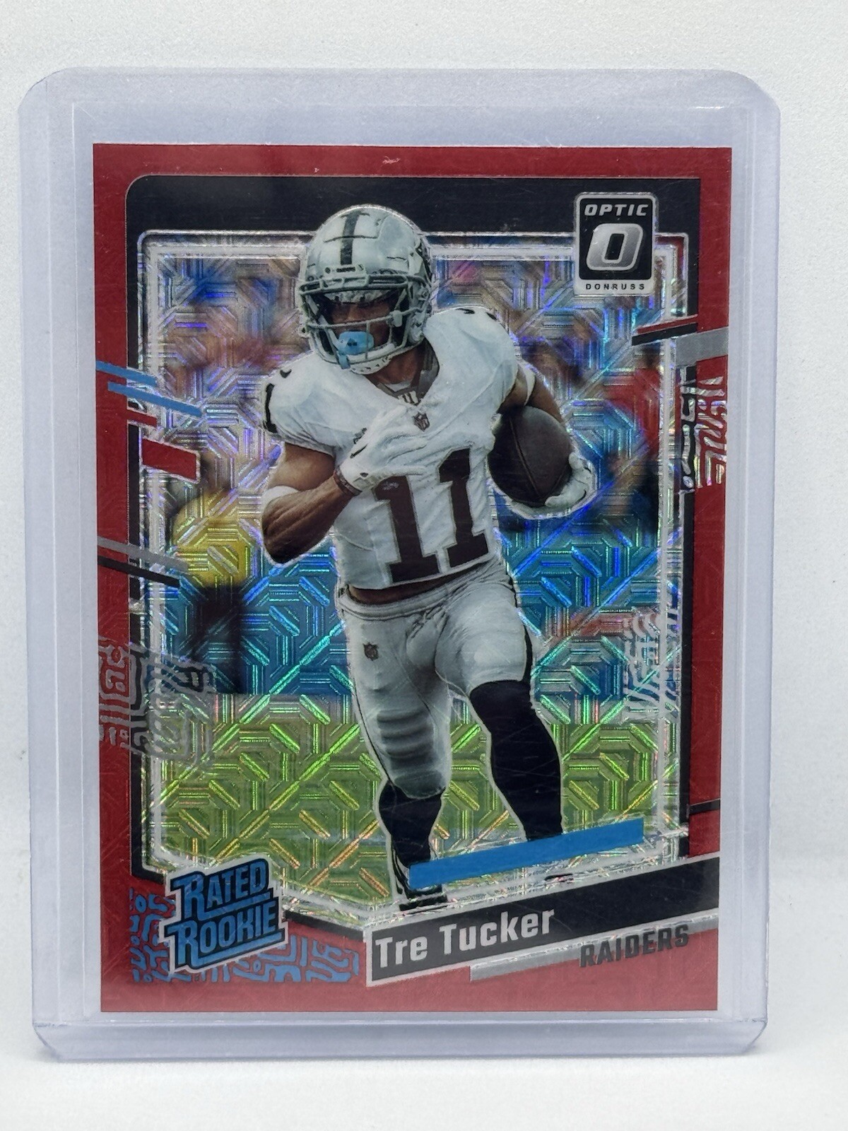 2023 Donruss Optic #261 Tre Tucker Red Mojo Raiders