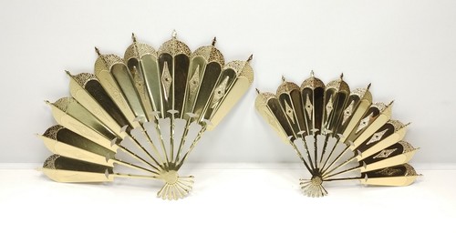 Vintage Home Interiors Gold Metal Fan Set Wall Hanging Plaques - Picture 2 of 3