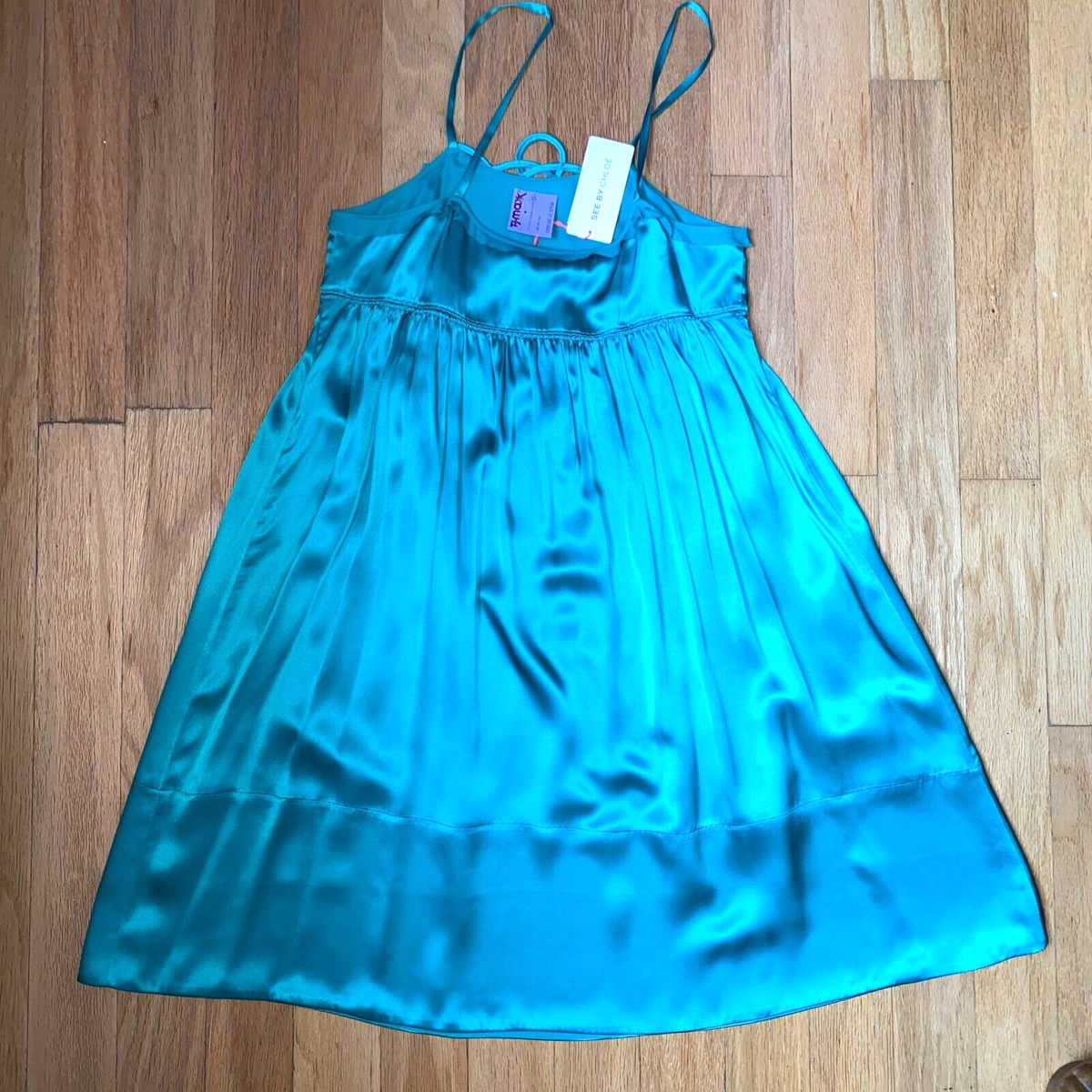 See by Chloe Dress Size 44 8 $375 Teal Green Silk Y2K Vintage Romantic Core  New | eBay