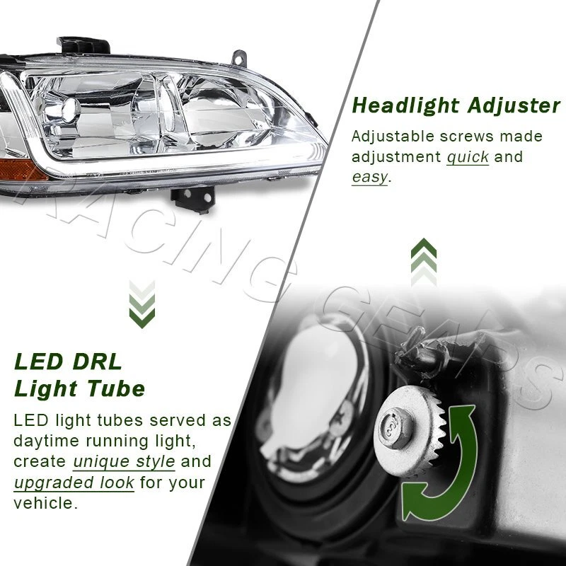 CARCASA CROMADA DRL FAROS LED + REFLECTOR ÁMBAR AJUSTE 98-02 HONDA ACUERDO 2/4DR Foto 2 de 4