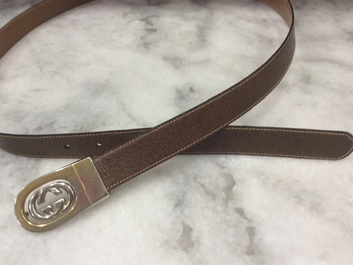 Vintage Gucci Parfums Gold Silver GG Belt Buckle Made in Italy Authentic 41 L
