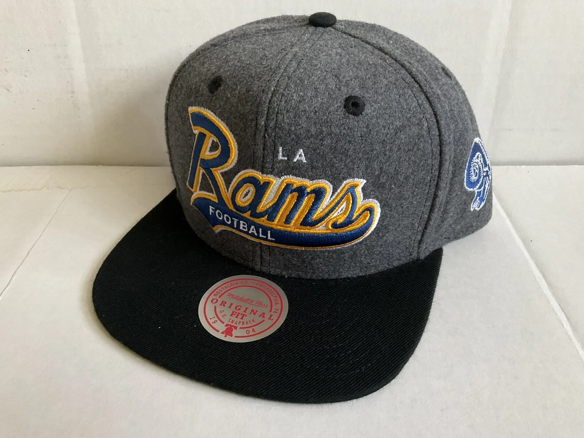 L.A. RAMS MITCHELL & NESS SNAPBACK GRAY & BLUE/YELLOW W/ BLACK ARCH~HAT/CAP