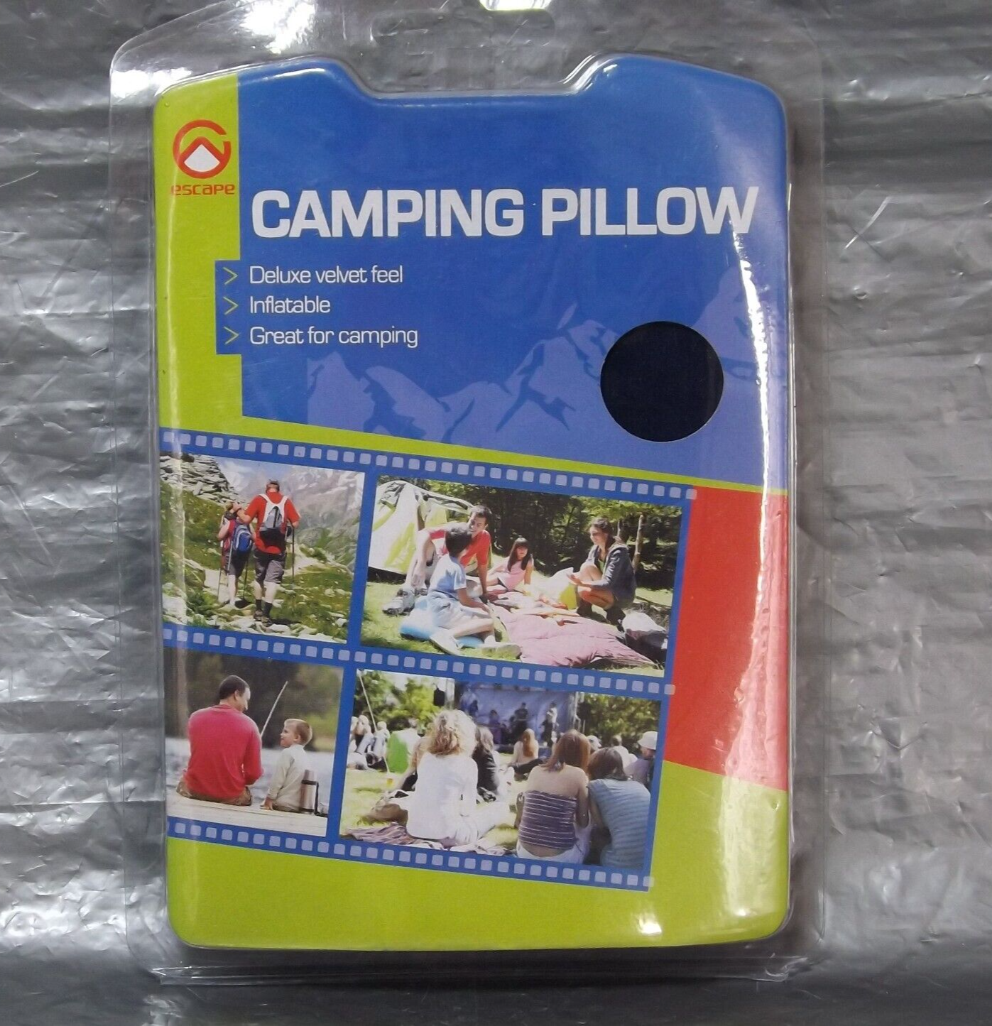 Escape Blow Up Camping Pillow Travel Deluxe Velvet Comfortable Inflatable Sealed