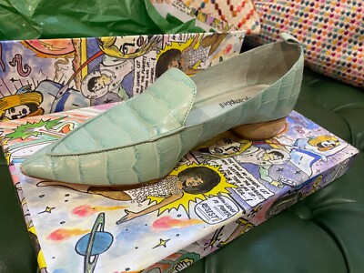 Jeffrey Campbell M Loafer Viona Pointed Toe Croc Leather Mint