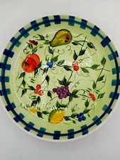 Capriware country garden hand painted fruit design ceramic serving bowl 14"