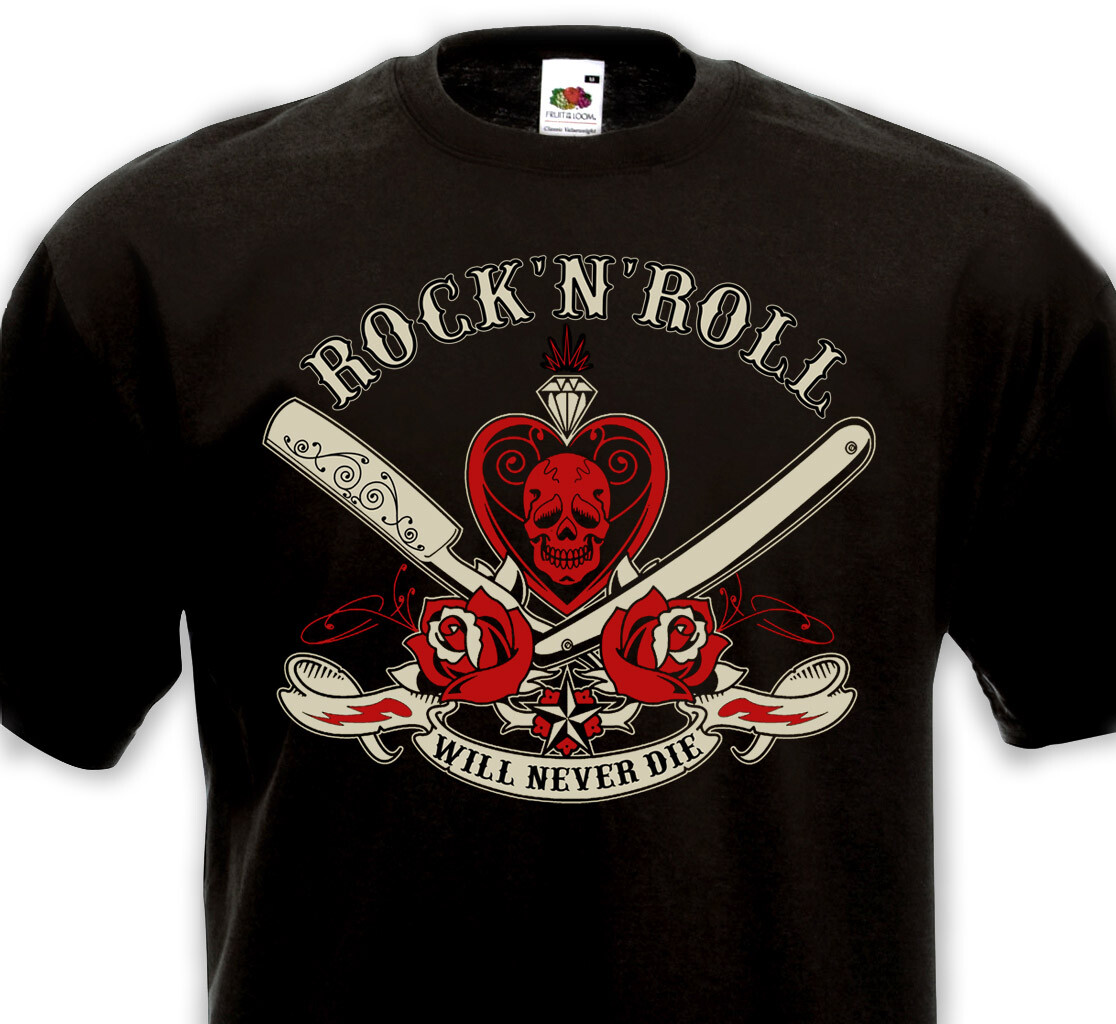 T-Shirt ROCK'N'ROLL Will Never Die Crazy Cavan Teddy Boy