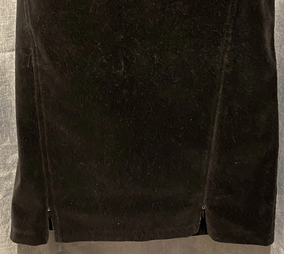 Sz 8 Black Velour Front Slit Zippers Adjustable And Satin Waist Back Zipper - Image 4 of 4