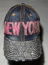 New York Theme 100 Percent Cotton Denim Women  s Baseball Cap