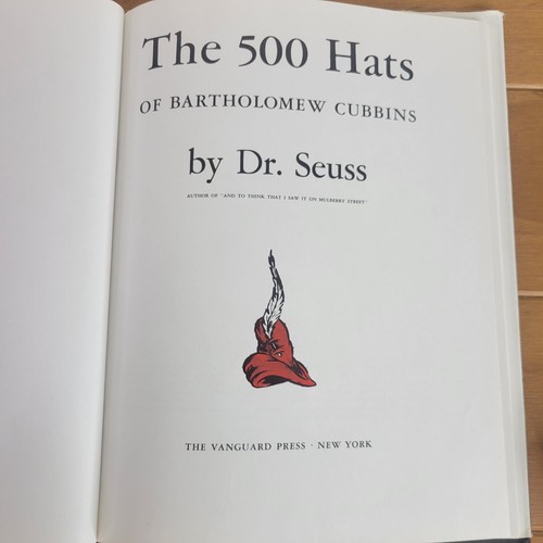Vintage The 500 Hats Of Bartholomew Cubbins Dr Seuss 1965 With Dust Jacket HTF - Picture 5 of 8