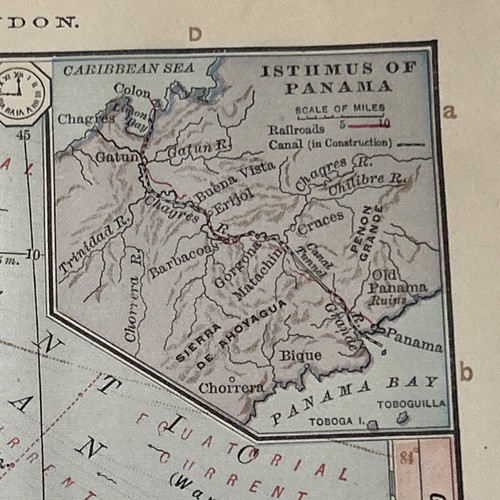Carte ancienne 1896 multicolore de l'Amérique du Sud 12"x10" - Photo 4/7