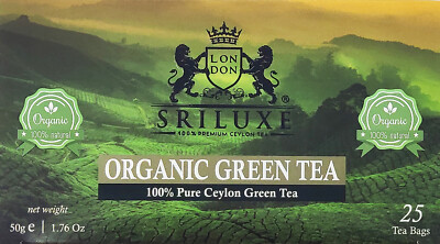 SRILUXE - Premium Qualität Ceylon Bio Grün 25 Teebeutel Detox Tee 