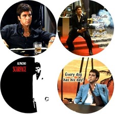 Scarface Al Paccino Rubber Drink Coasters Polyester Top Rubber Bottom Set of 4