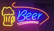 Beer Bar Mugs Neon Sign Light Store Open Wall Hanging Nightlight Artwork 20"