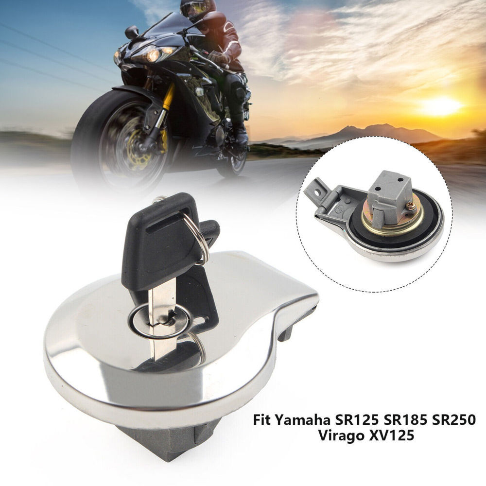 Motorcycle Gas Cap With Key Lock Set - Replacement For Yamaha Virago XV125, 250, 400, 535, 700, 750, 1100