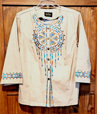 Vintage Bob Mackie Wearable Art Jacket Womens Size L Button Front Embroidered