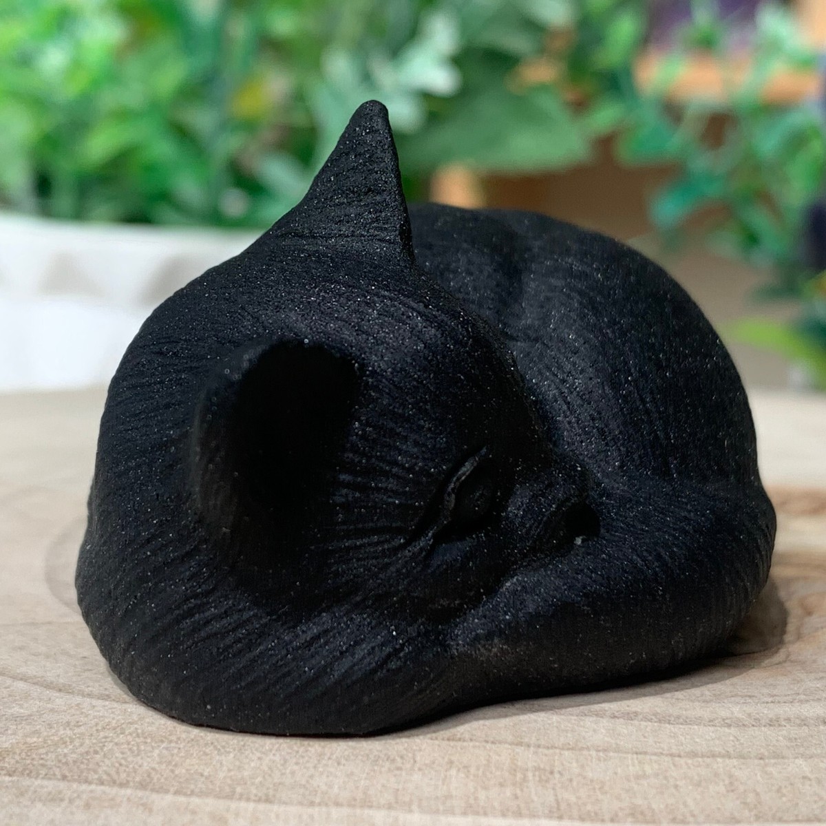 オブシディアンキティ 93.1G Natural Obsidian Stone Carved Kitty Quartz Crystal Carving