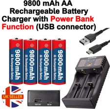 AA Rechargeable Battery Charger with Power Bank Function
