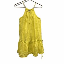 NWT J.Crew Neon Yellow Sleeveless Dropped Waist Linen Keyhole Dress Size S