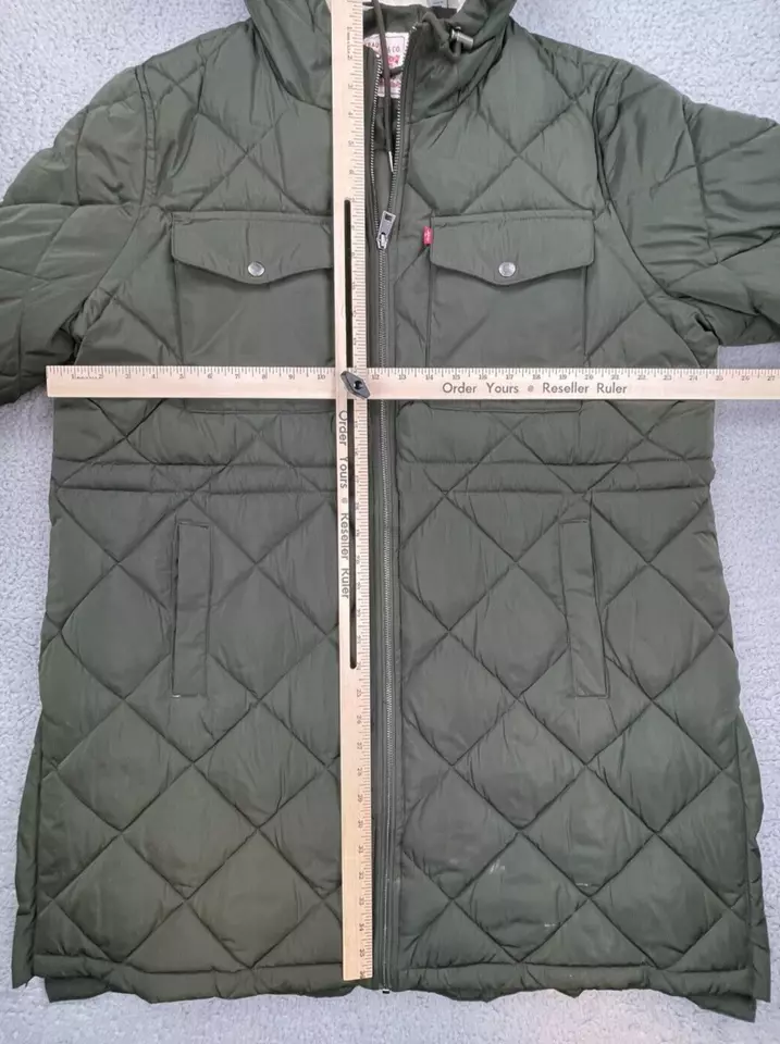 Abrigo de invierno Levi Strauss Parka para mujer XXL verde oliva imitación piel capucha acolchada cálido Foto 3 de 4