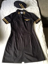 Faschingskostüm mit Kappe  Flugbegleiterin, Stewardess Gr. XS-S, dunkelblau