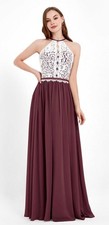 NWT JJ's House Lace Top Open Back Long Chiffon Gown Size 2