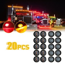 20x Amber Red Led Side Smoked Marker Lights Round Truck Trailer 34 Bullet Lamp
