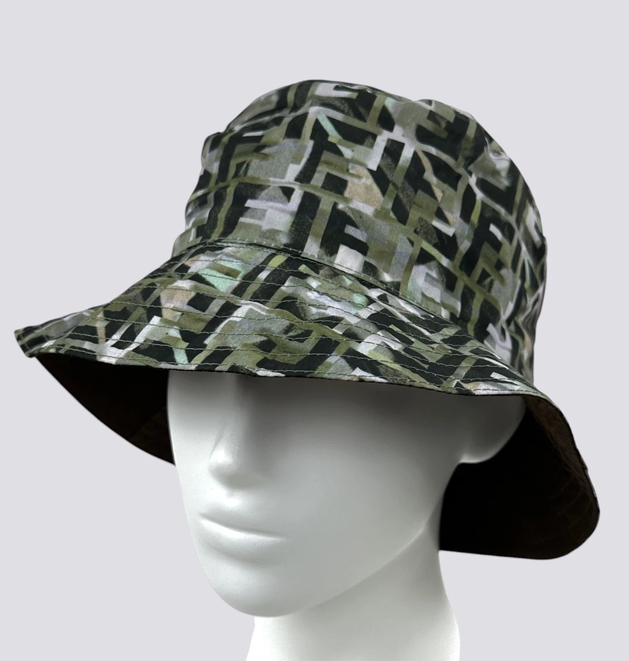 Fendi FF Zucca Monogram Camouflage Reversible Packable Bucket Hat Size L
Opens in a new window or ta