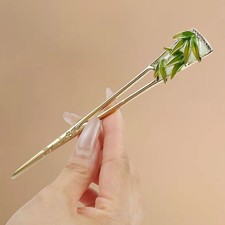 New Bamboo Leaf Hairpin Chinese Bun Stick Hanfu Qipao Hair Accessories