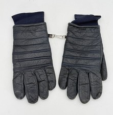 Vintage 1960s Conroy Rayon Lined Navy Leather Winter Gloves Size Medium RARE