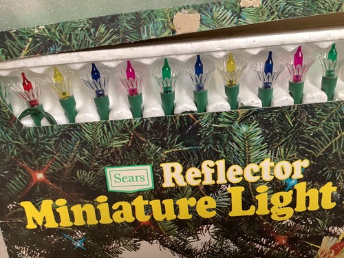 Vtg Sears Reflector Miniature Christmas Light Set 50 Retro Plastic Multicolor - Picture 2 of 5