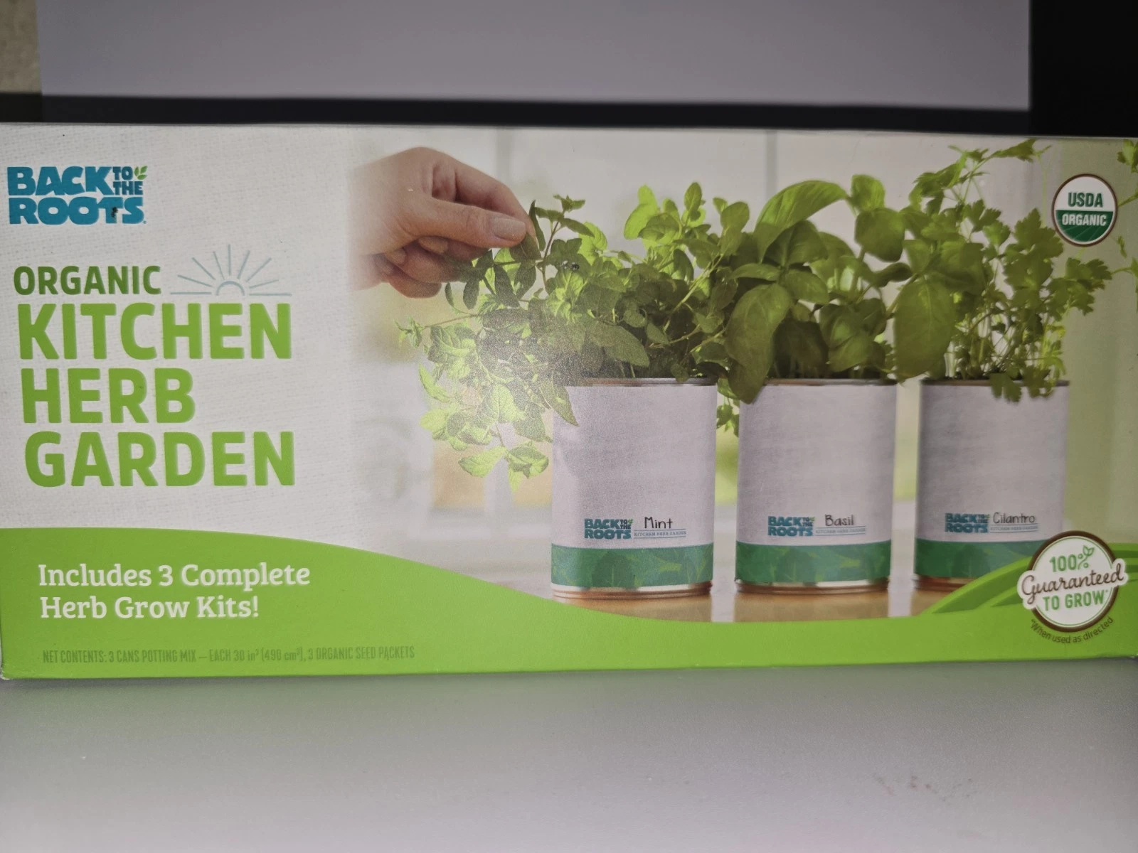 Back To The Roots Kitchen Herb Garden Grow Kit Basil Cilantro Mint 3 pk-NEW