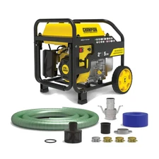 2 In. Gas-Powered Semi-Trash Water Transfer Pump with Hose and Wheel Kit