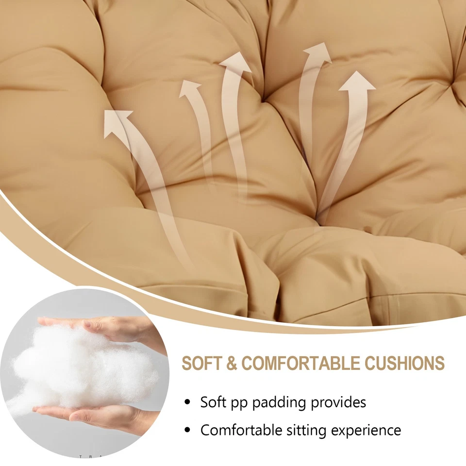 Cojín de asiento para silla de huevo columpio de 2 plazas hamaca almohadilla de repuesto para jardín patio Foto 4 de 4