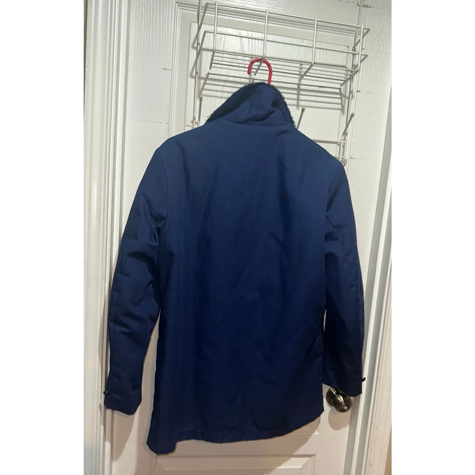 VTG Sears Put On Shop Coat Sz 8 Button up Liner Wool Chore Jacket 70s 60s Navy - Image 2 of 4