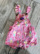 Vintage OshKosh Bgosh Vestbak Overalls Girls Pink Fruits Print 24 Months