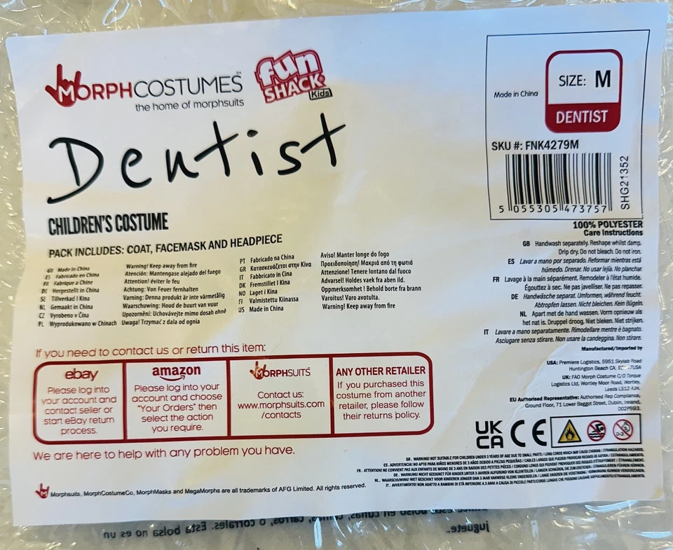 Disfraz de dentista para niños niños niñas blanco uniforme de médico dental abrigo de laboratorio usado talla M Foto 4 de 4