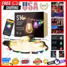 Smart 46ft Outdoor String Lights with Timer & Remote Control - RGB & Warm White