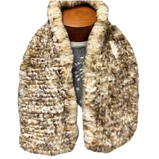 Cassin Pull Through Scarf Tapered Neck Wrap Fur Brown Multitone Womens 36.5x7