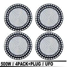 4Pc LED UFO Shop Light 500W+PLUG  Factory Warehouse Commercial  Light Fixtures 